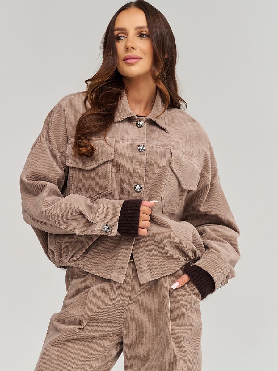 Corduroy jacket model 232012 Makadamia