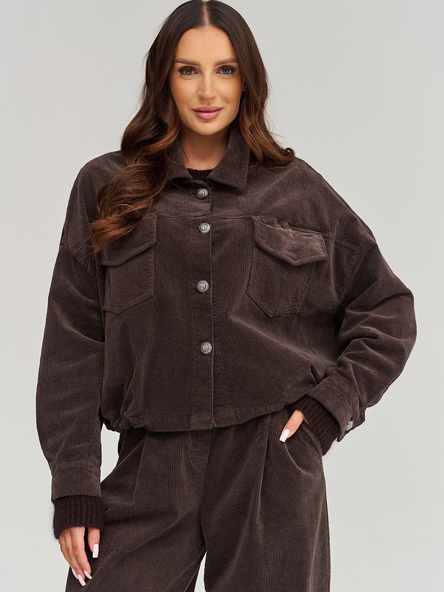 Corduroy jacket model 232013 Makadamia