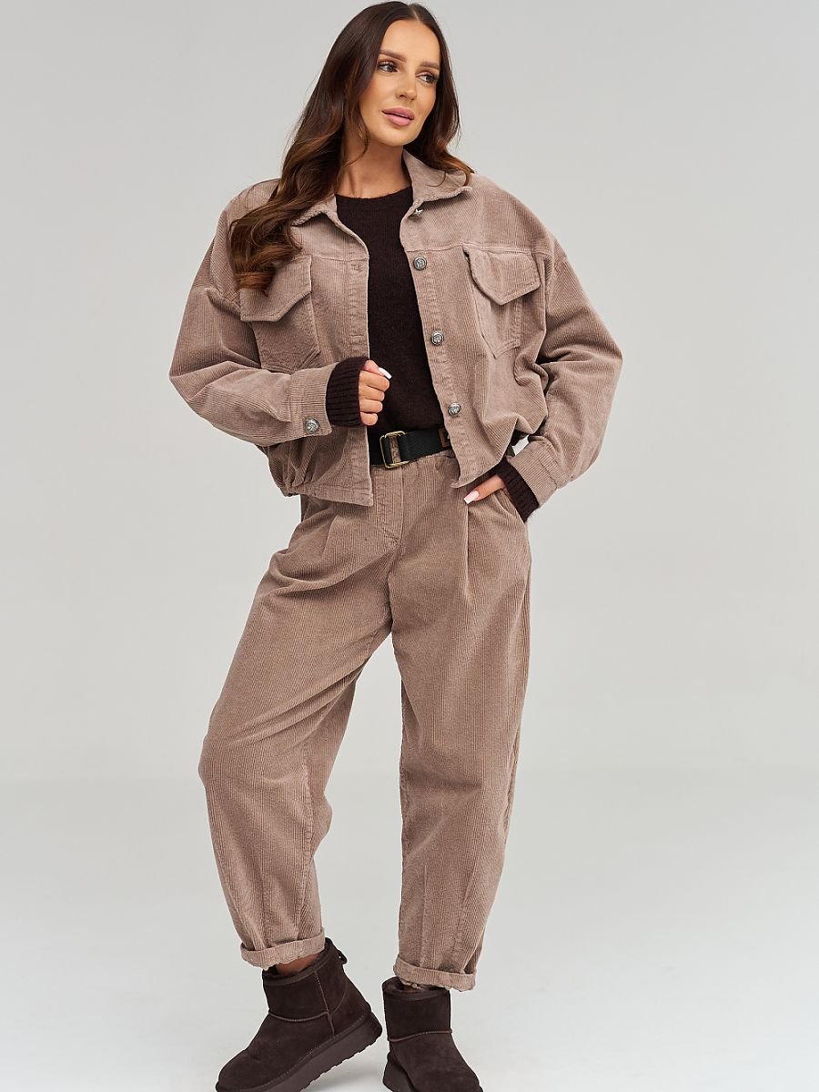 corduroy trousers model 232015 Makadamia - Image 2